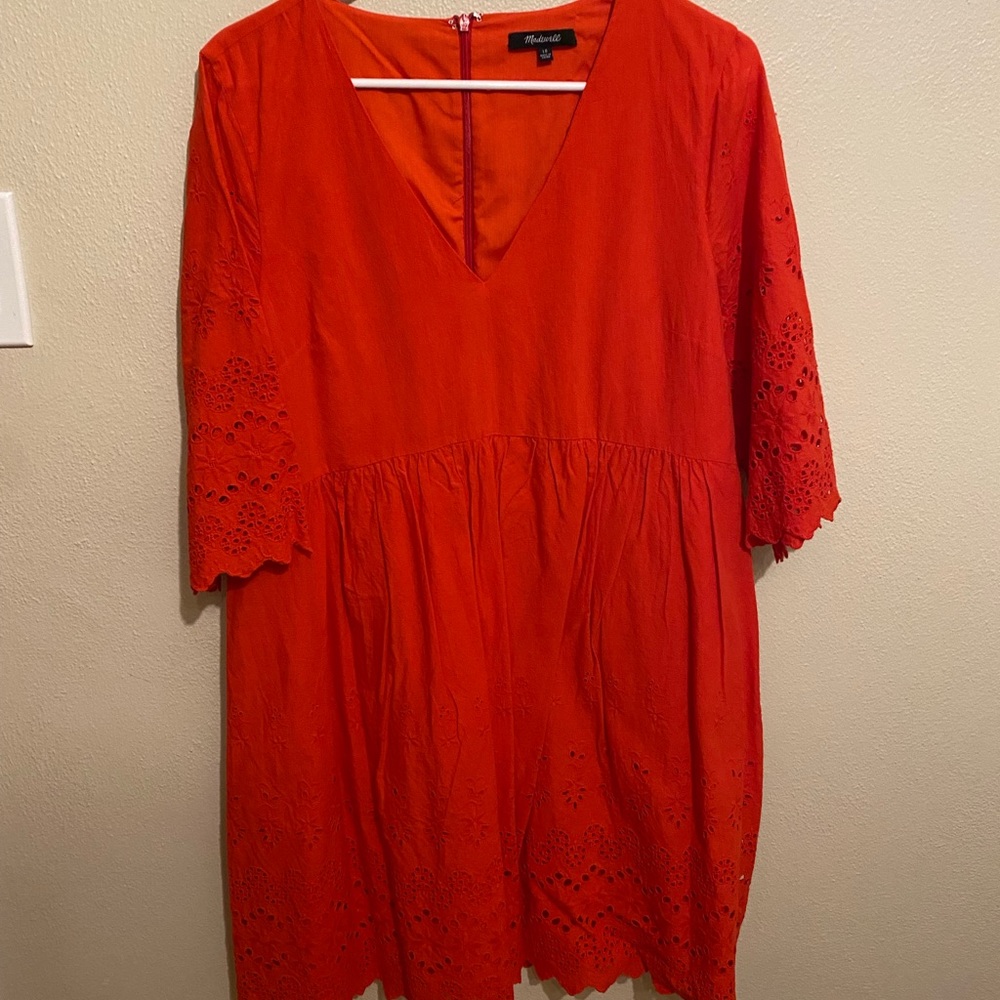 Red Eyelet Madewell Dress